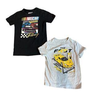 Boys NASCAR Racing Fast Car Graphic T-Shirt Lot Size M (7/8) EUC Black Gray